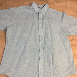 Chaps Light Blue linen/cotton Casual Button-Down Shirt